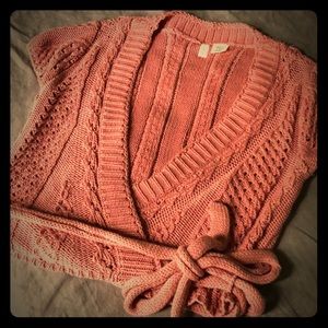 Anthropologie Moth pink wrap around ballet sweater